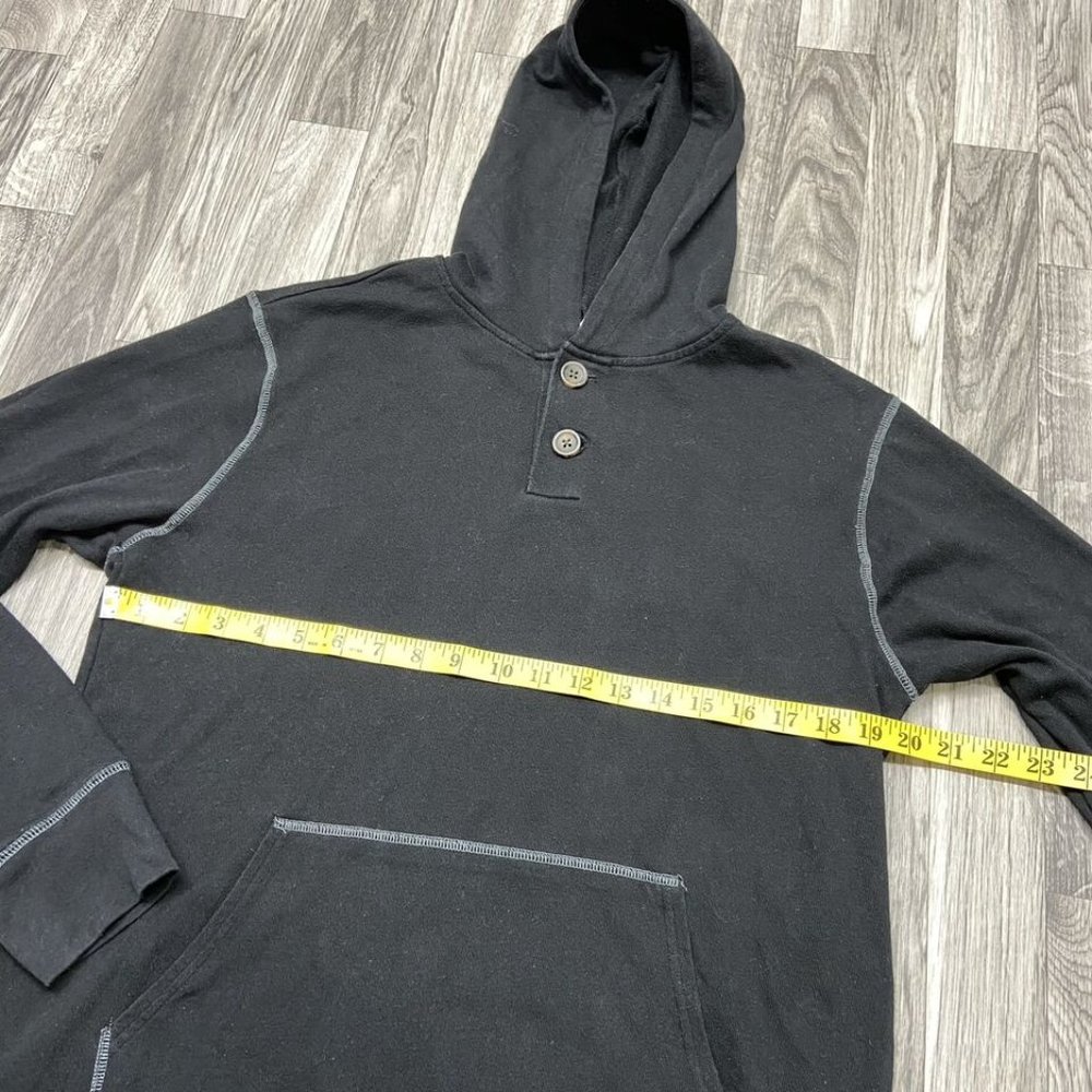 Gap Button Front Pullover Black Hooded Sweatshirt… - image 3